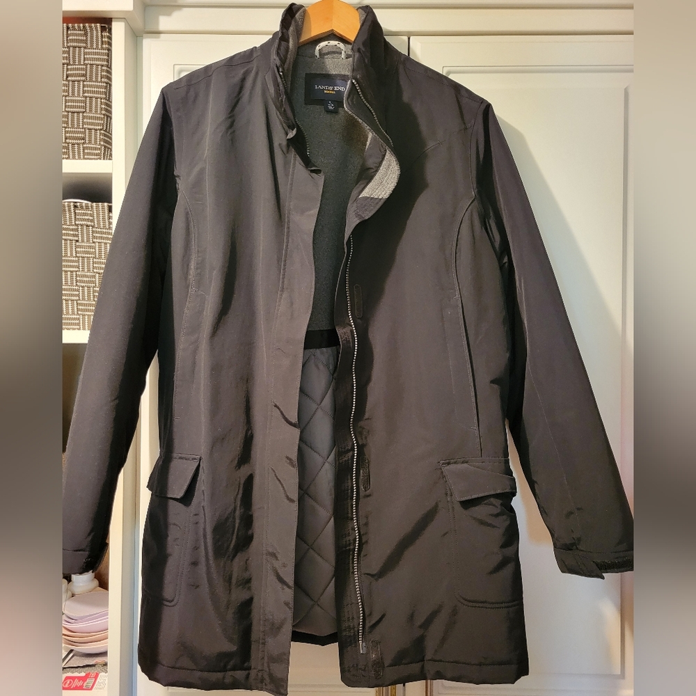 Lands End Womens Waterproof Squall Black Parka L